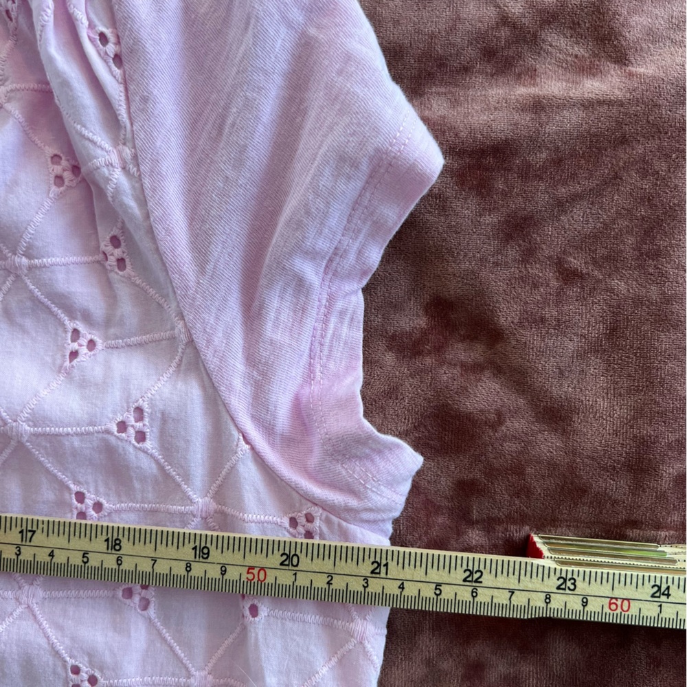 St. John's Bay Light Pink Eyelet Blouse Sz XL Short Sleeve Lined V-Neck Top - Picture 10 of 11